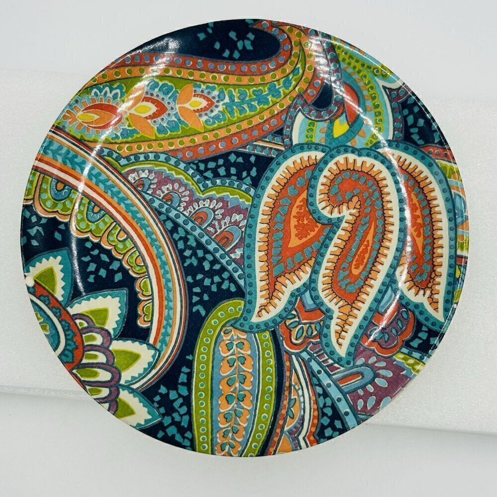 Pottery Barn 8.875" Paisley Salad Plates Blues Greens Oranges Replacement